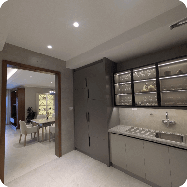Kitchen view in Sobha Whispering Hills Trivandrum apartment